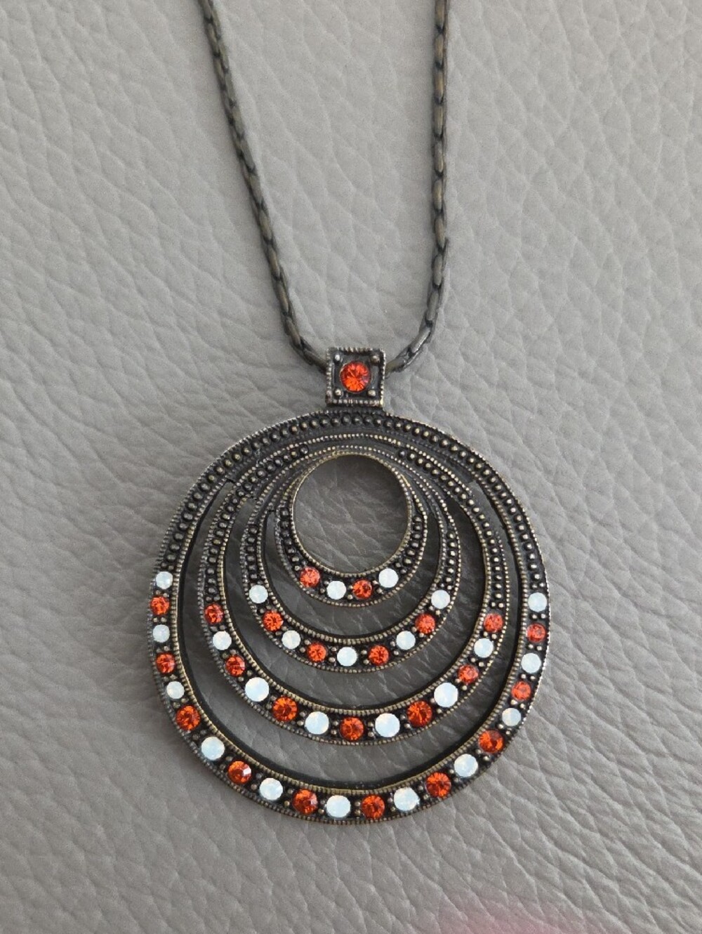 Annaleece Multi-Circle Pendant Necklace with Orange Accents